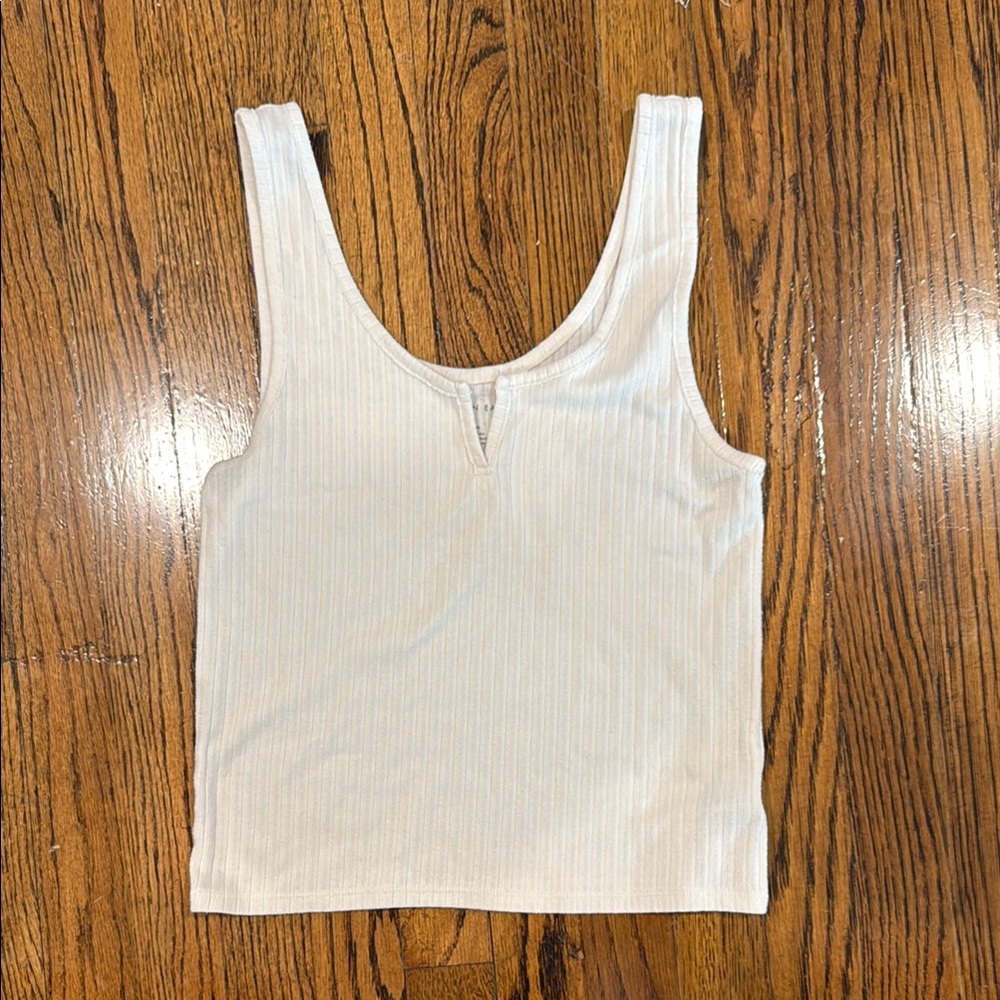American Eagle Outfitters White Ribbed Sleeveless Tank Top